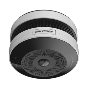 (HikFire) Mini Fisheye IP 4 Megapixel con Detector de Humo Puntual | Autónomo | Entrada y Salida de Alarma | 15 mts IR | PoE | WDR 120 dB | Alarma de 85 dB | MicroSD 128GB | Compatible con Hik-Connect