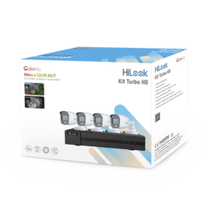 Kit TurboHD 1080p | DVR 4 Canales | 4 Cámaras Bala ColorVu con Micrófono Integrado | Fuente de Poder | Accesorios de Instalación