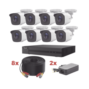 Kit TurboHD | DVR 8 Canales 1080p Lite | 8 Cámaras bala 1080p metalicas | 8 cables de 20 metros | 2 fuentes de 4 canales