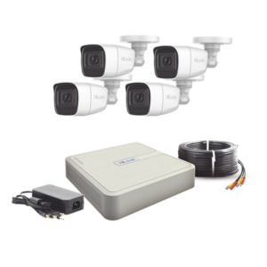 (MICRÓFONO Integrado) Kit TurboHD 1080p Lite | DVR 4 canales | Audio por Coaxitron | 4 Cámaras Bala de Policarbonato con Micrófono Integrado