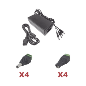 Kit con fuente EPCOM POWER LINE con salida de 12 Vcc a 5 Amper con 4 salidas | Incluye conectores JR52 y JR53