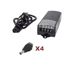 Kit con fuente EPCOM con salida de 12 Vcc a 5 Amper con 4 salidas | Incluye conectores JR52