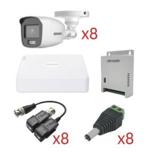 KIT TurboHD con Audio 1080p | DVR 8 Canales 1080p lite | 8 Cámaras Bala (exterior 2.8 mm) | Transceptores | Conectores | Fuente de Poder | AUDIO POR COAXITRON