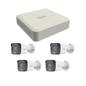 Kit IP 4 Megapixel | NVR de 4 Canales con 4 Puertos PoE | 4 Cámaras IP Dual Light con Micrófono Integrado | Bala para Exterior