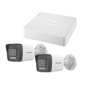 Kit IP 1080p (2 Megapixel) | NVR de 4 Canales con 4 Puertos PoE | 2 Cámaras Bala IP con Microfono Integrado | ColorVu Lite y ACUSENSE Lite