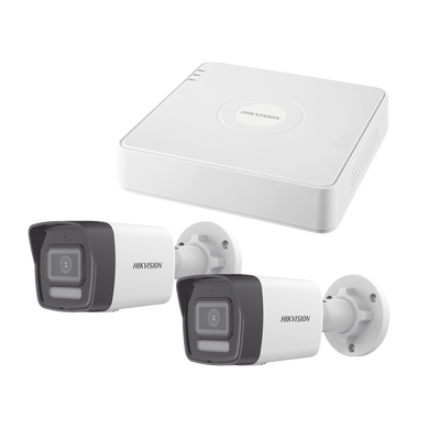 Kit IP 1080p (2 Megapixel) | NVR de 4 Canales con 4 Puertos PoE | 2 Cámaras Bala IP con Microfono Integrado | ColorVu Lite y ACUSENSE Lite