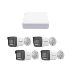 Kit IP 1080p (2 Megapixel) | NVR de 4 Canales con 4 Puertos PoE | 4 Cámaras IP Bala ColorVu Lite y Motion Detection 2.0 | Micrófono Integrado