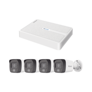 Kit IP 2 Megapixel | NVR de 8 Canales con 8 Puertos PoE | 4 Cámaras IP Bala Dual light para Exterior | Micrófono Integrado