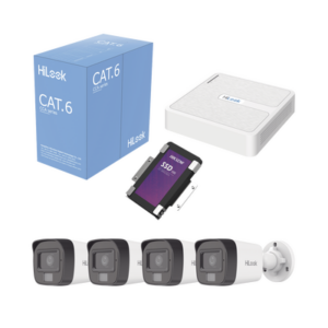 Kit IP 2 Megapixel | NVR de 8 Canales con 8 Puertos PoE | 4 Cámaras IP Bala para Exterior | Micrófono Integrado | Bobina de Cable de 305 mts | SSD 1 TB