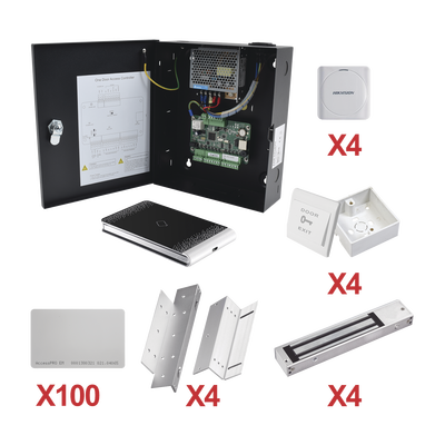 Kit de Control de Acceso con TARJETA para 4 Puertas | TODO INCLUIDO | Software IVMS4200 incluido