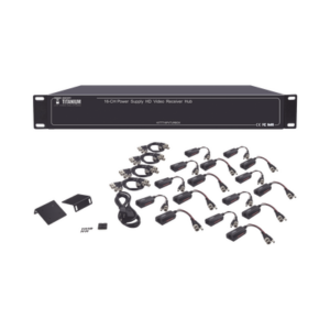 Kit de TRANSCEPTOR ACTIVO DE 16 Canales | VIDEO+PODER en un solo Cable UTP | 150m en 4K, 200m en 5 MP| Envía 36 Vcc y recibe 12 Vcc | TODO INCLUIDO PARA RACK | Compatible con cámaras HD-TVI|CVI|AHD|CVBS | Instalación Limpia