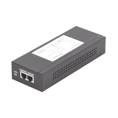 Inyector Super Hi-PoE | 56 Vcc | 60 Watts | Para Domos HIKVISION PTZ | IP (-AE | DE) | Soporta 802.3 af | at | Para Aplicaciones de CCTV