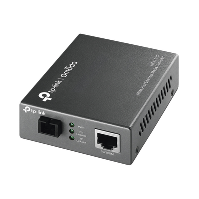 Convertidor Fibra Óptica WDM Monomodo | 1 puerto RJ45 10|100 Mbps | 1 puerto SC|UPC 100 Mbps | Hasta 20 Km | Para su Funcionamiento Requiere el Modelo MC112CS | Plug and Play
