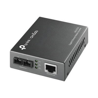 Convertidor Fibra Óptica Monomodo | 1 Puerto RJ45 10|100|1000 Mbps | Puerto Fibra Óptica SC 1000 Mbps | Hasta 20 Km | Plug and Play