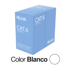 Bobina de Cable UTP 305 Mts | Cat 6 (24 AWG) | Color Blanco | PVC (CM) | Uso en Interior | CCA (Cobre con Aluminio) | Aplicaciones de CCTV y Redes de Datos
