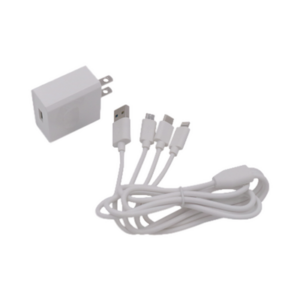 Cargador de pared USB de 5 Vcc 2A | Multi-puertos | USB-C | Micro USB | Tipo C | Lightning (iPhone) | Extensión de cable 1.2 metros