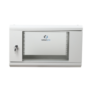 Gabinete de Pared de 6U con Puerta de Cristal Templado, 455 mm de Profundidad Total, Rack de 19'', Acero Reforzado Color Gris Mate