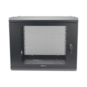 Gabinete de Pared de 9U con Puerta Perforada, 455 mm de Profundidad, Rack de 19'', Acero Reforzado Color Negro.