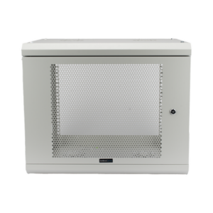 Gabinete de Pared de 9U con Puerta Perforada 455 mm de Profundidad, Rack de 19'', Acero Reforzado Color Gris Mate