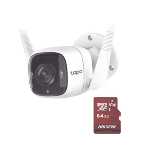 Kit de Cámara IP Wi-Fi | Incluye 1 Pieza Modelo TAPO-C320WS | Utiliza La App Tapo | 1 Memoria Micro SD Modelo Mod HS-TF-E1|64G