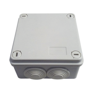 Caja Tipo Estanca IP55, con 6 Entradas, Tapa y Tornillo de Vuelta de 1|4, 100 x 100 x 50 mm (3.94 x 3.94 x 1.97 Pulgadas), Color Gris