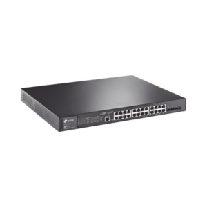 Switch L2+ Omada PoE+ | 24 Puertos PoE+ 10|100|1000 Mbps | 4 Puertos SFP 1G | 2 Puertos Consola (RJ45 y microUSB) | Administración Centralizada Omada o Stand-Alone | Multicast IGMP | Calidad de Servicio | Presupuesto PoE 384W | Montaje en Rack