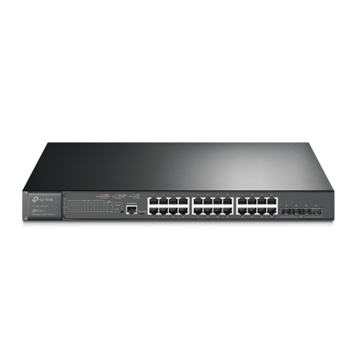 Switch L2+ Omada PoE+ | 24 Puertos PoE+ 10|100|1000 Mbps | 4 Puertos SFP+ 10G | 2 Puertos Consola (RJ45 y microUSB) | Administración Centralizada Omada o Stand-Alone | Multicast IGMP | Presupuesto PoE 384W | Montaje en Rack | (SG3428XMP)