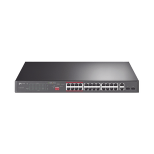 Switch No Administrable 24 Puertos PoE+ 10|100 Mbps | 2 Puertos 10|100|1000 Mbps + 2 Puertos SFP (combo) | Modo Prioridad de Tráfico | Modo Aislamiento de Red | Presupuesto PoE de 250 W | Diseño para Ideal para Vigilancia IP