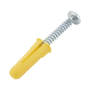 Paquete de 20 taquetes amarillo 1" y 20 tornillos 8mm x 1"