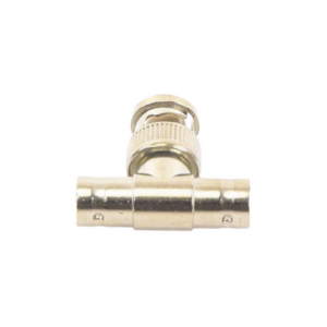 Adaptador en T para 75 Ohm de Conector BNC Macho a Doble BNC Hembra, Níquel| Oro| Teflón.