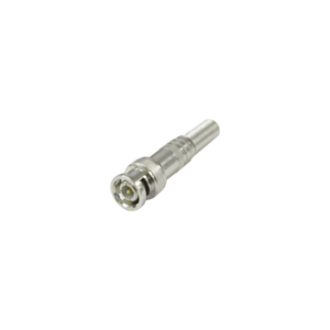 Conector BNC macho de 75 Ohm, con base de resorte para montar a presión cable coaxial RG-59| Níquel| Oro| Teflón.