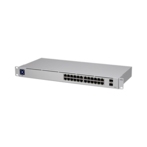 UniFi Switch USW-24, Capa 2 de 24 puertos 10|100|1000 Mbps + 2 puertos 1G SFP, pantalla informativa