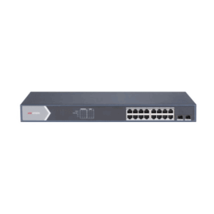 Switch Gigabit PoE+ | Administrable | 16 Puertos 1000 Mbps PoE+ | 2 Puertos SFP | Configuración Nube desde Hik-ParnerPro | PoE hasta 300 Metros | 225 Watts