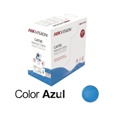 Bobina de Cable UTP 305 Metros (1000 Pies) | Cat5E (24 AWG) | Color Azul | PVC (CM) | Uso en Interior | 100% Cobre | Aplicaciones de CCTV y Redes de Datos