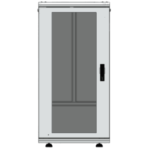 Gabinete Rack 24 Unidades | 19 Pulgadas | Puerta de Cristal | Piso | Acero Calibres 16-18-20 | 750 Kg Carga | 600x605x1190 mm (23.6x23.8x46.9 in) | Vidrio con Cerradura