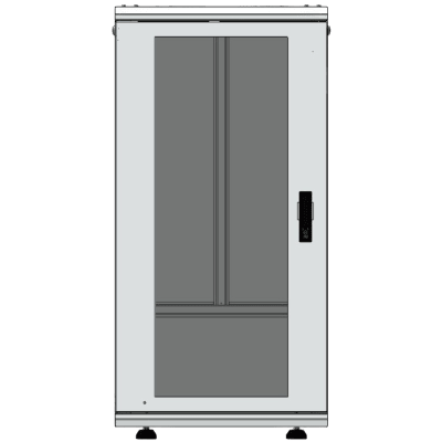 Gabinete Rack 24 Unidades | 19 Pulgadas | Puerta de Cristal | Piso | Acero Calibres 16-18-20 | 750 Kg Carga | 600x605x1190 mm (23.6x23.8x46.9 in) | Vidrio con Cerradura
