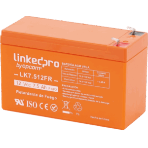 Batería de respaldo 12 V | 7.5 Ah | AGM | Certificada UL94-V0 Retardante a la Flama | Especial para Seguridad Electrónica | UPS | Sistemas de Emergencia | Vida útil 5 años | Terminales F1 + Adaptador F2