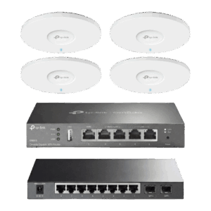 Kit de Iniciación en redes OMADA | 1 Router | 1 Switch TL-SG2210P | 4 Punto de Acceso EAP613