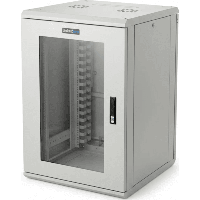 Gabinete Rackeable | 18 Unidades | 19 Pulgadas | Puerta de Cristal | Capacidad de Carga 750 Kg | Dimensiones 600x605x930 mm (23.6x23.8x36.6 in)