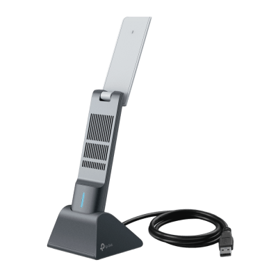 Adaptador USB Wireless Wi-Fi 6 | AX3000 (2402 Mbps + 574 Mbps) | Antenas de Alta Ganancia | USB 3.0 | Baja Latencia Gaming | WPA3 | Cuna Desmontable con Cable 1.2 m (3.9 ft)