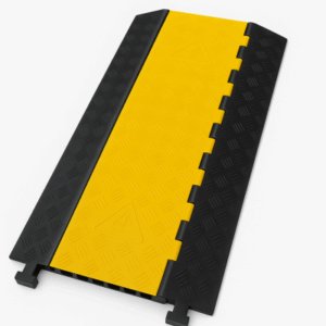 Protector de Cable de 3 Canales | Base de Goma y Tapa de Plástico | Tamaño del Canal 56x55MM | Capacidad de Carga 6.1 Toneladas | Longitud 90 cm | Ancho del Contorno 50 cm | Altura 7.5 cm | Color Amarillo-Negro | Material Hule
