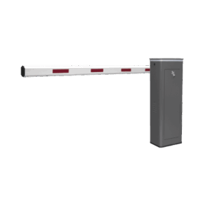 Kit de Barrera Vehicular Izquierda y Brazo de 3 Metros | Finales de Carrera Ajustables por Programación | Movimiento Fluido | Diseño Elegante Color Gris | Con Corona Led Semaforizada