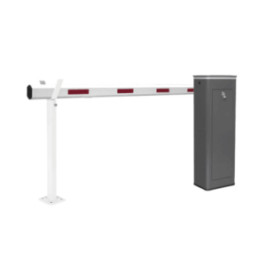 Kit de Barrera Vehicular Izquierda y Brazo Telescópico de Hasta 5.5 m | Finales de Carrera Ajustables por Programación | Movimiento Fluido | Diseño Elegante Color Gris | Con Corona Led Semaforizada