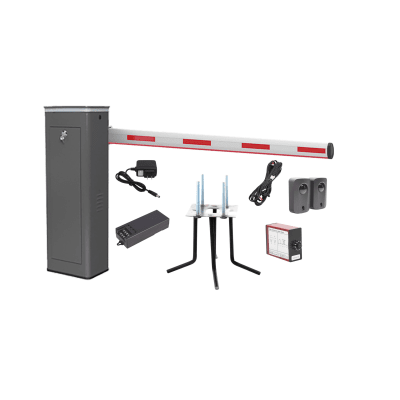 Kit COMPLETO Barrera Derecha XBS Con Corona LED | Brazo Iluminado de 5M | Incluye Sensor de Masa, Transformador, Lazo Magnético, Ancla, Fotoceldas y 2 Controles Inalámbricos