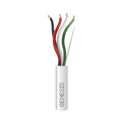 Bobina de 305 Metros (1000 Pies) | Cable de Cobre | 4 x 18 AWG | Riser | Color Blanco | Para Aplicaciones de Alarmas de Intrusión|Control de Acceso| Automatización | Interfonos y Tv Porteros