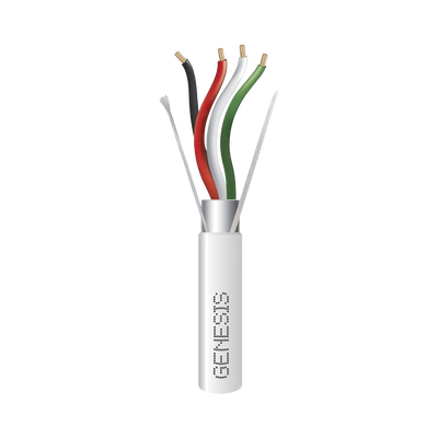 Bobina de 305 Metros (1000 Pies) de Cable 4 x 22 AWG BLINDADO | RISER | Color Blanco | Para Aplicaciones de Audio, Seguridad y Control