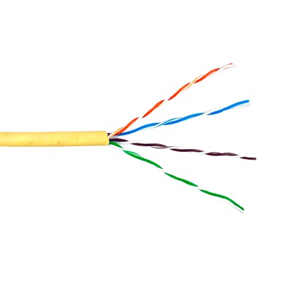 Bobina de Cable de 305 Metros (1000 Pies) UTP Cat6 Riser | Color Amarillo | UL, CMR, Probado a 350 Mhz | Para Aplicaciones de CCTV, Redes de Datos, IP Megapixel, Control RS485