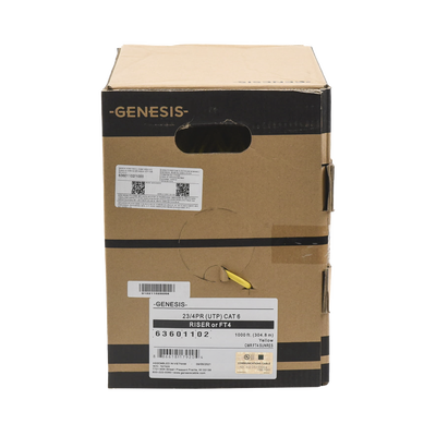 Bobina de Cable de 305 Metros (1000 Pies) UTP Cat6 Riser | Color Amarillo | UL, CMR, Probado a 350 Mhz | Para Aplicaciones de CCTV, Redes de Datos, IP Megapixel, Control RS485 - Image 2