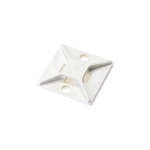 Base Adhesiva para Cinchos | 4 Vías | 25.4 mm x 25.4 mm (1in x 1in) | Interior | ABS Blanco