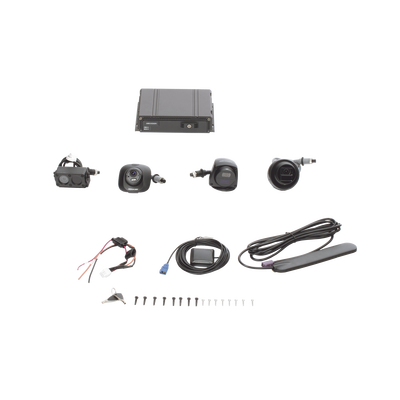 Kit DVR Móvil 1080P | Incluye 4 Cámaras TURBOHD 1080P | Modulo 4G y GPS | Soporta Memoria SD | Visualización por Hik-Connect Teams